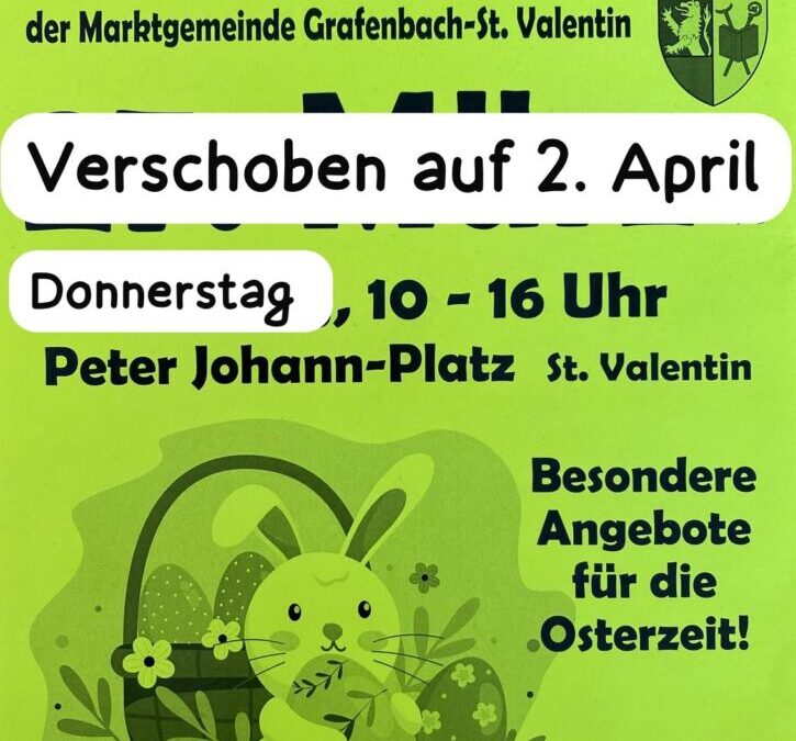 Bauernmarkt verschoben auf 02.04.2026