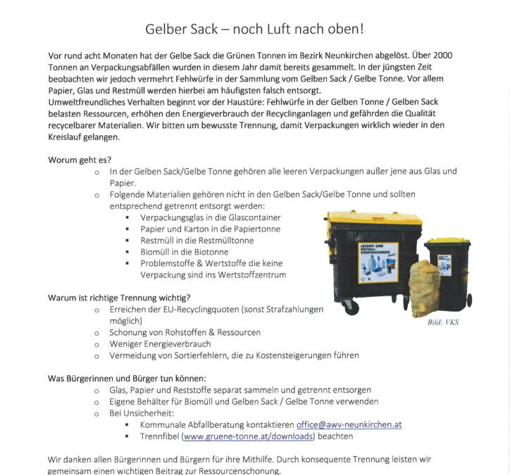 Gelber Ssack – noch Luft nach oben!