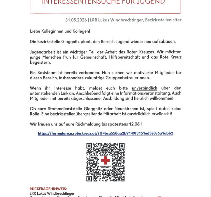 Österreichisches Rotes Kreuz – Infoblatt Interessentensuche für Jugend