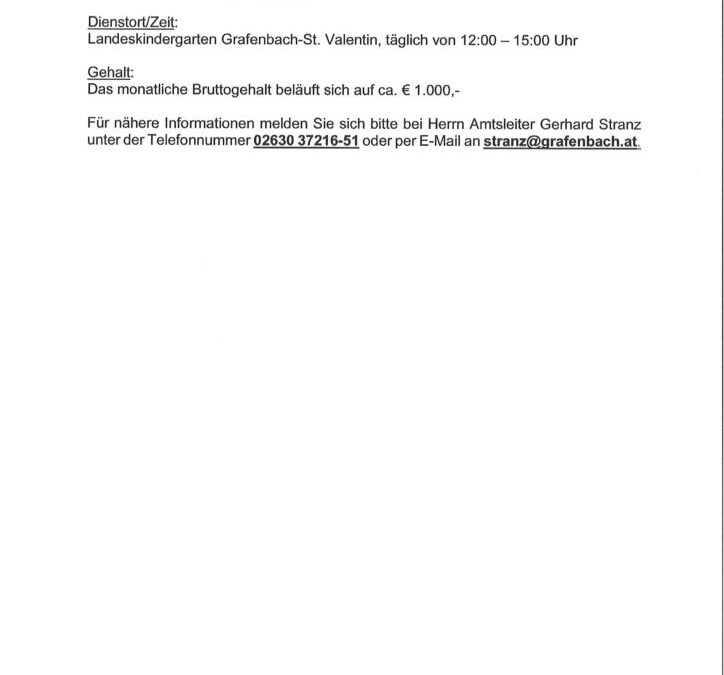 Stellenausschreibung für den Bereich schulische Nachmittagsbetreuung