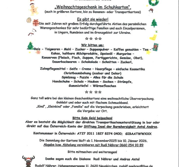 Weihnachtsgeschenk im Schuhkarton